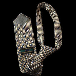 Alexander Julian colours Polyester neck tie tie gold blue square geometric work